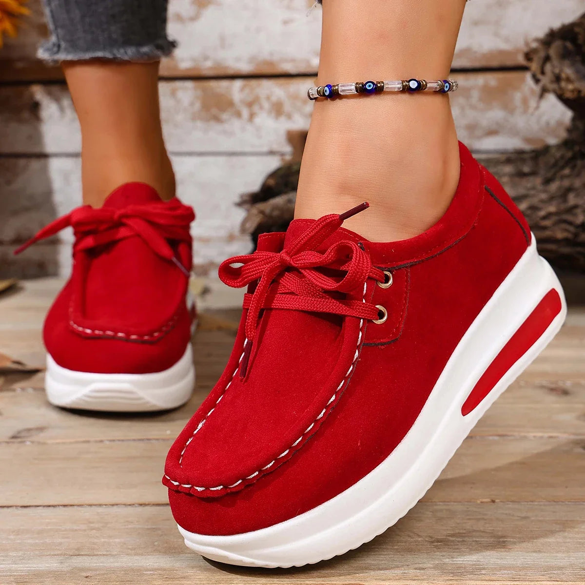 Women Sneakers "Women Running Shoes Outdoor Breathable Lace-up Thick Bottom"