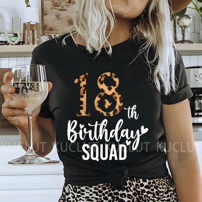 Chapter 18th Tshirt Female Tops Fashion Leopard Graphic Print Women T-Shirt Birthday Girls Party Tee Harajuku Short Sleeve Shirt