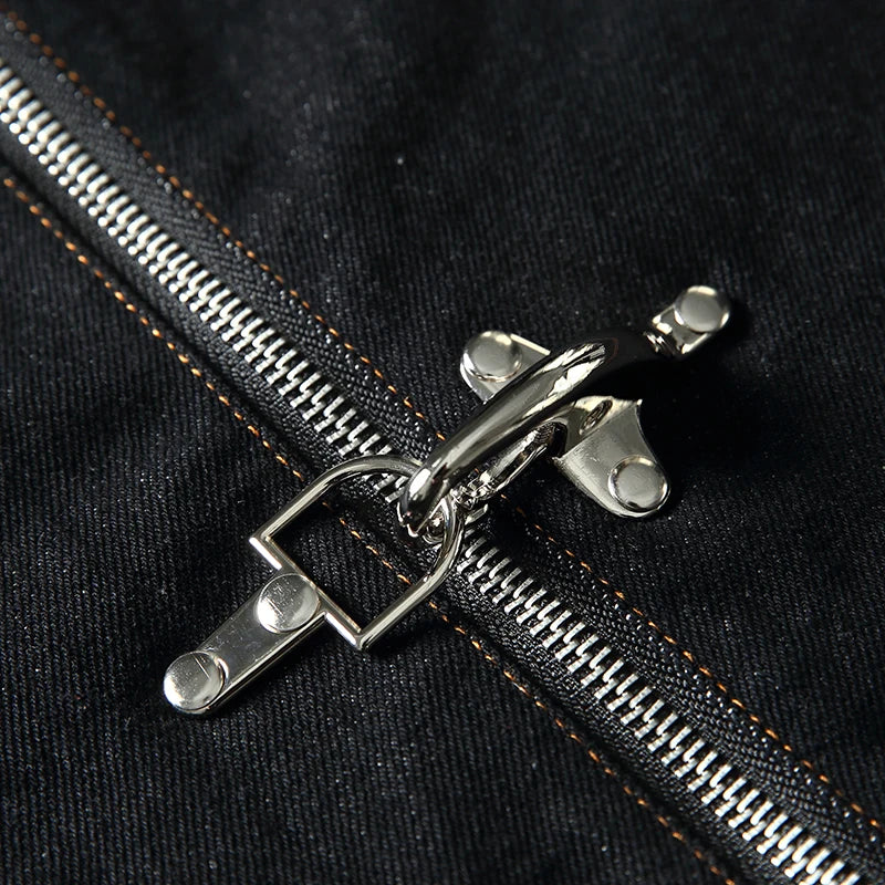 Men Denim Top"American Vintage Denim Jacket Men Stand Collar Cotton"