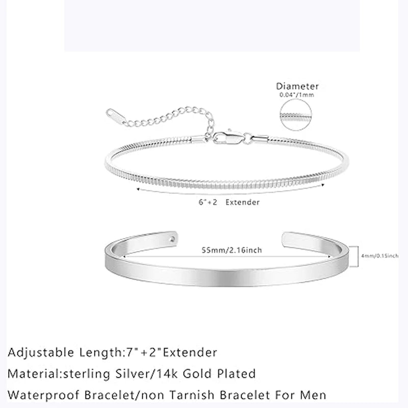 Men Jewelry & Accessory "Stackable Bracelets for Men, 925 Sterling Silver"