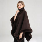 Women Coat & Jacket "LIMO Women High Neck Cape Coat Faux Fur Trim Poncho"