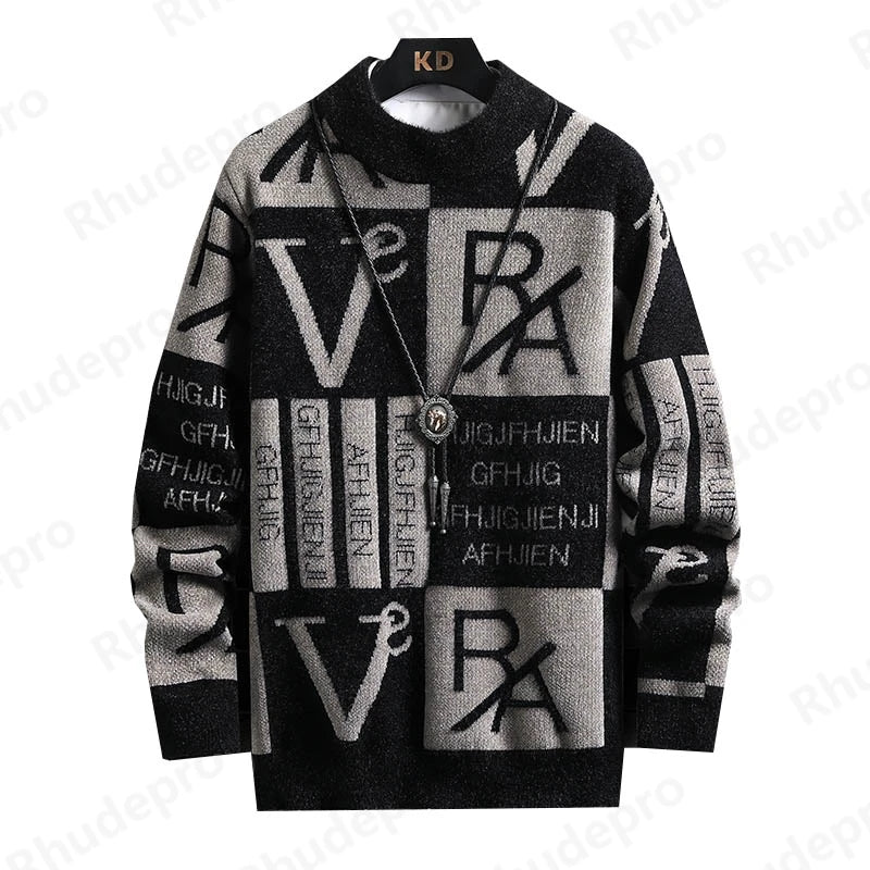 Men Sweater "Stripe Pullovers Printing Round Neck Sweater"