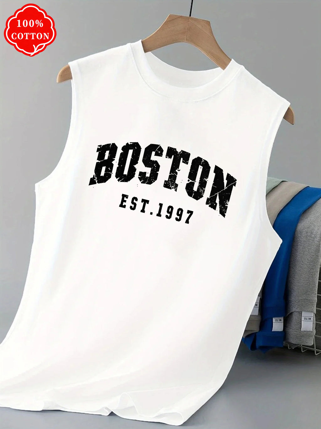 Men Tank Shirt "BOSTON Vintage print"