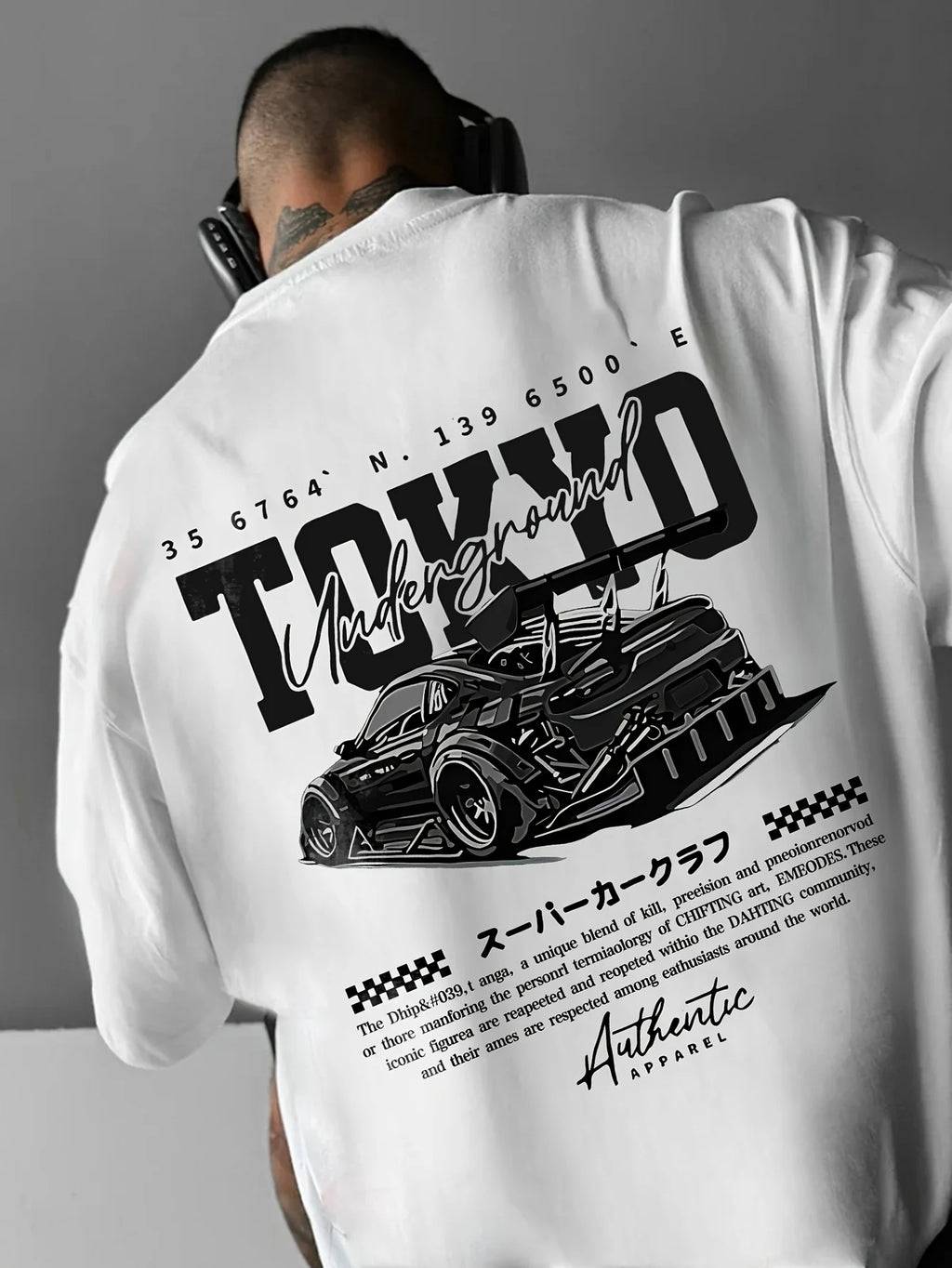 Men T-Shirt "Tokyo Underground With Racing Car"