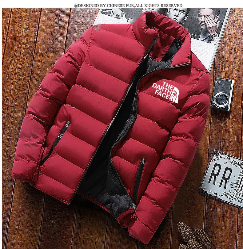 Men Parkas "winter coat solid color stand up collar zipper windproof"