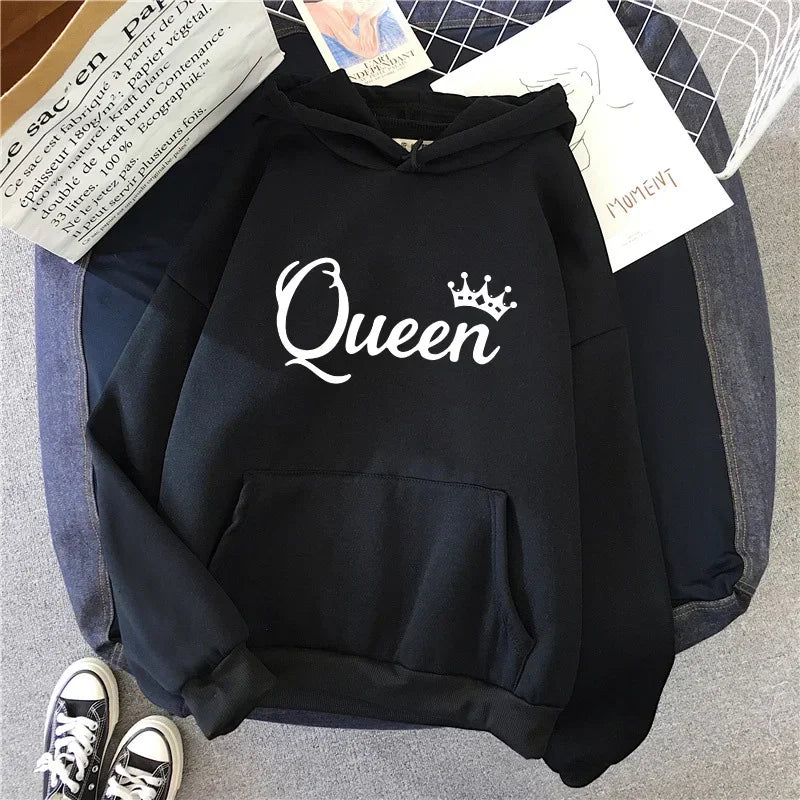 Women Sweaters & Hoodies"Outdoors Sports Jogging Clothing Autumn Winter Fashion Streetwear Queen Printing Women's Hoodies Casual Sweatshirt Pullover Tops"