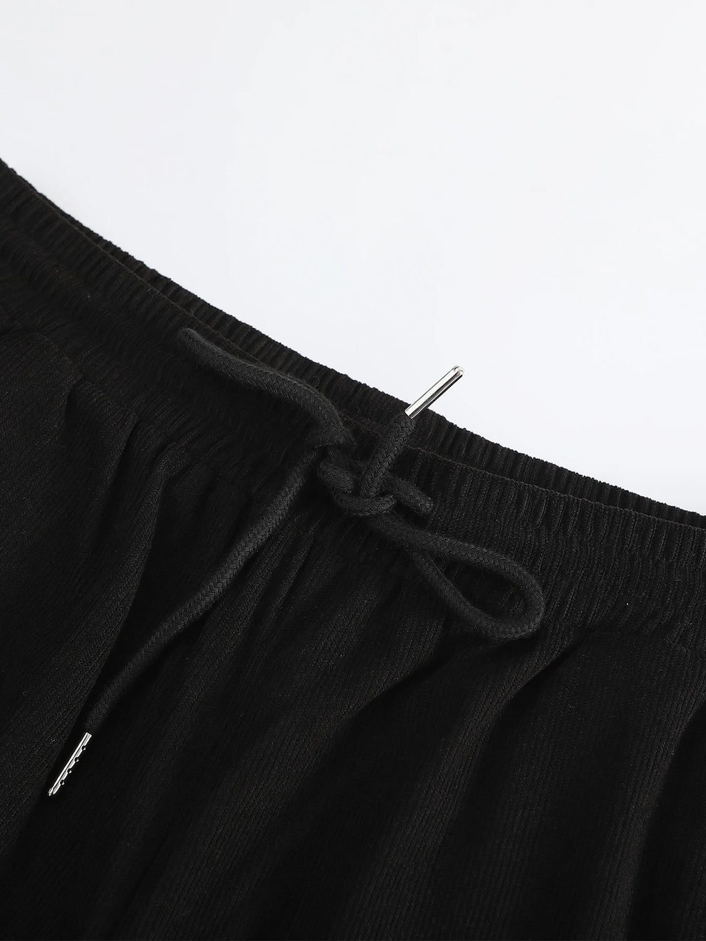 Men Matching Set "Textured Blazer Outfits, Black Lapel Jacket & Drawstring Pants Set"