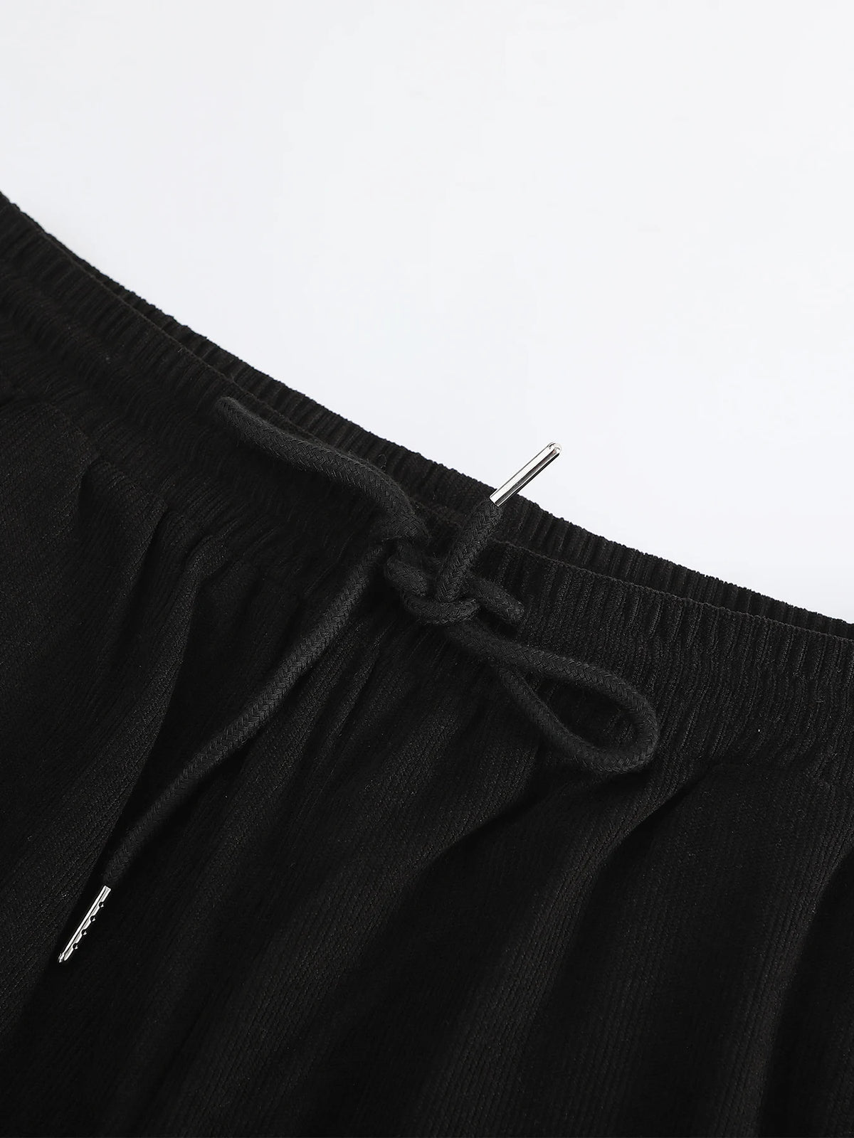Men Matching Set "Textured Blazer Outfits, Black Lapel Jacket & Drawstring Pants Set"