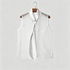 Men Tank "See Through Sleeveless, Tie Neck"