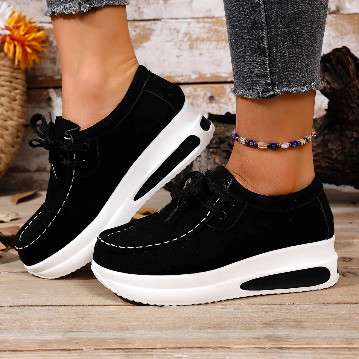 Women Sneakers "Women Running Shoes Outdoor Breathable Lace-up Thick Bottom"