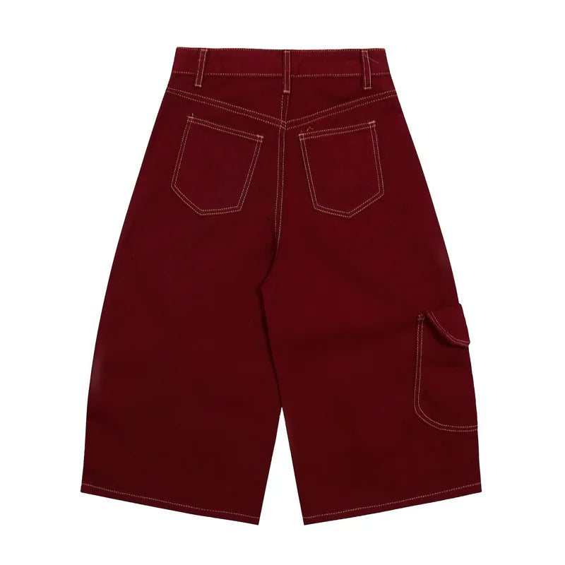 Men Short "Summer Denim Shorts Mens Streetwear Hip Hop Loose Wide Leg"