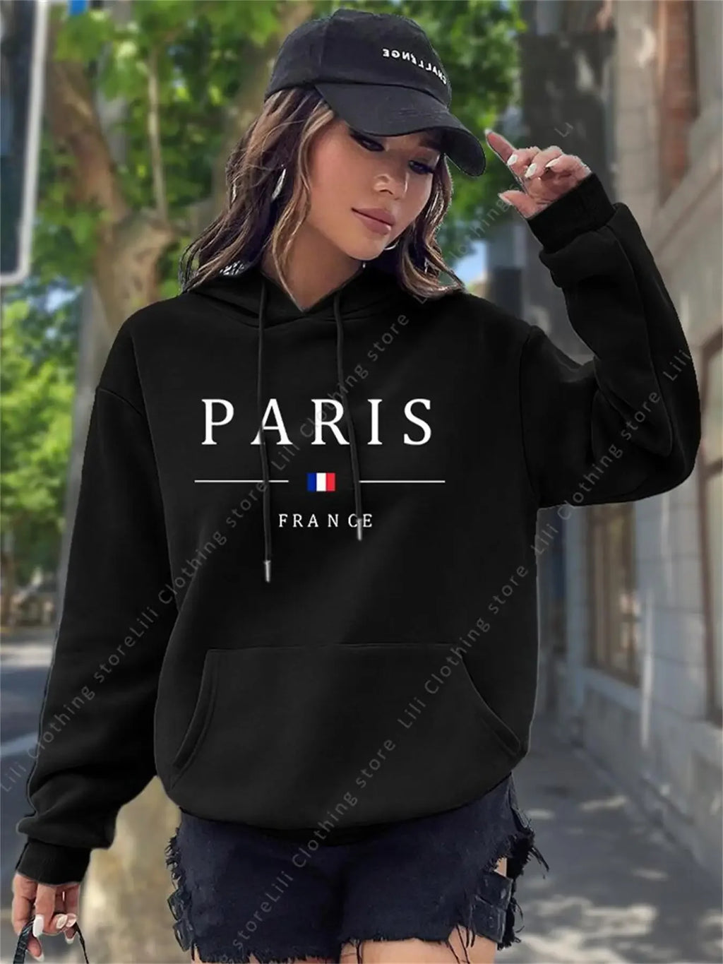 Women Sweaters & Hoodies "PARIS Graphic Letter Hoodies Women's Hooded Sweatshirt Pullover"