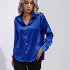Women Blouse & Shirt "Autumn Casual Women's Blouses Elegant Satin Multicolor Basic Slim Shirt"