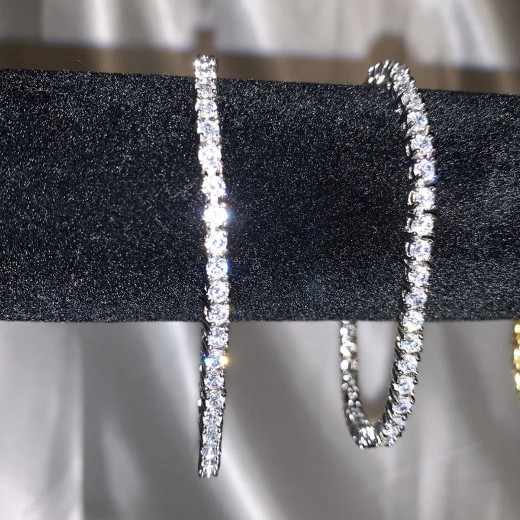Unisex Jewelry & Accessory "Tennis Bracelet White Gold filled 3-5mm Round Simulated Diamond Bracelets"
