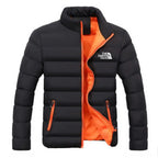 Men Parkas "winter coat solid color stand up collar zipper windproof"