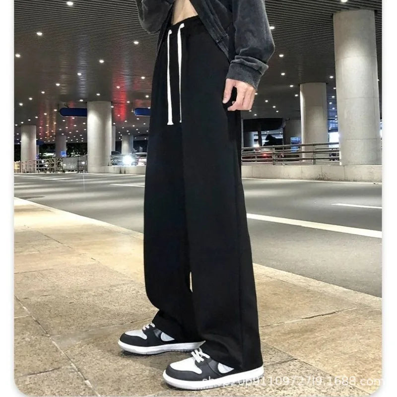 Women Casual Jogger Pants High Waist Elastic Cuff Sweatpants 2025 New American Style Loose Wide Leg Warm Fleece Lined Pants for