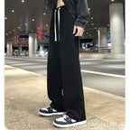 Women Casual Jogger Pants High Waist Elastic Cuff Sweatpants 2025 New American Style Loose Wide Leg Warm Fleece Lined Pants for