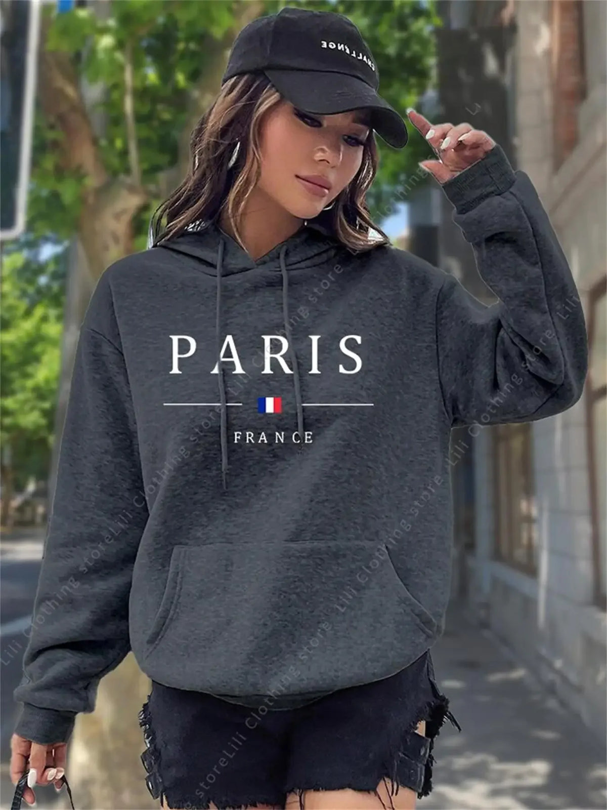 Women Sweaters & Hoodies "PARIS Graphic Letter Hoodies Women's Hooded Sweatshirt Pullover"