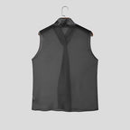 Men Tank "See Through Sleeveless, Tie Neck"