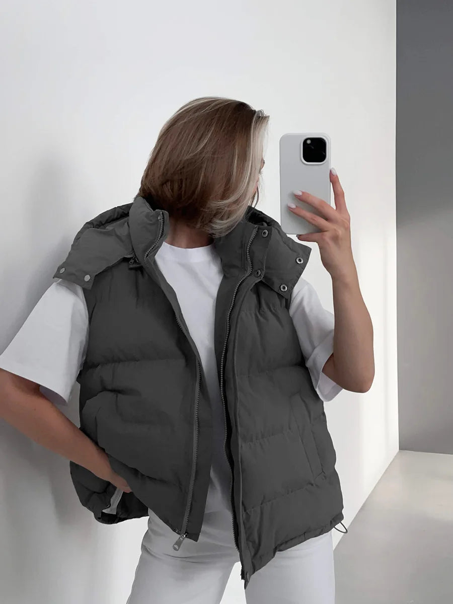 Women Coat & Jacket "Winter Sleeveless Hooded Puffer Vest Hot Trendy Outerwear Fashionable Spicy Girls Coats Vests"